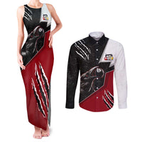 Personalized Raven Billiards Couples Matching Tank Maxi Dress and Long Sleeve Button Shirt with Dark Cemetery Scene and Red Eye Crow Artwork - Wonder Print Shop