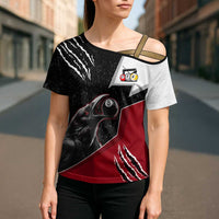 Personalized Raven Billiards Cross Shoulder Shirt with Dark Cemetery Scene and Red Eye Crow Artwork - Wonder Print Shop