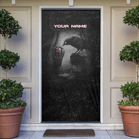 Personalized Raven Billiards Door Cover with Dark Cemetery Scene and Red Eye Crow Artwork - Wonder Print Shop