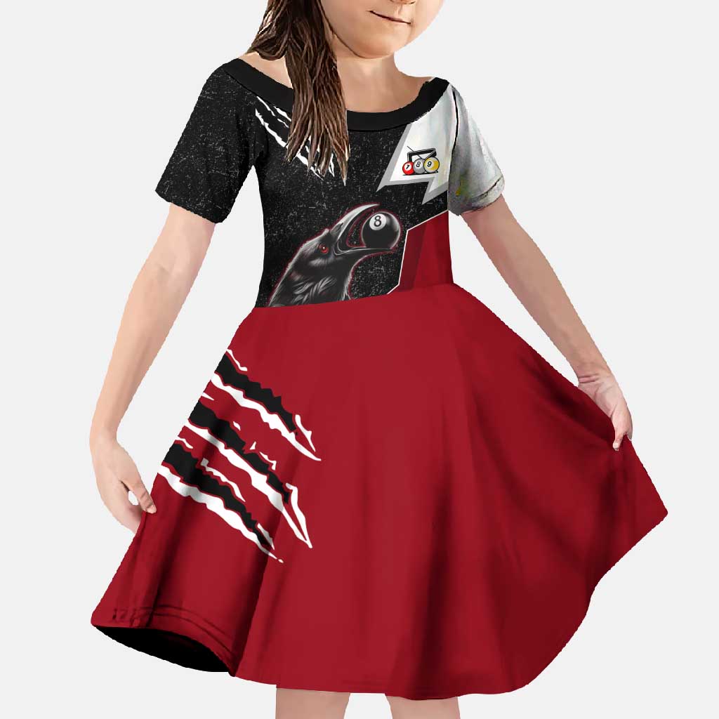 Personalized Raven Billiards Family Matching Mermaid Dress and Hawaiian Shirt with Dark Cemetery Scene and Red Eye Crow Artwork - Wonder Print Shop