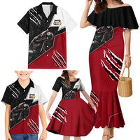 Personalized Raven Billiards Family Matching Mermaid Dress and Hawaiian Shirt with Dark Cemetery Scene and Red Eye Crow Artwork - Wonder Print Shop