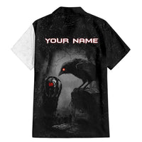 Personalized Raven Billiards Family Matching Mermaid Dress and Hawaiian Shirt with Dark Cemetery Scene and Red Eye Crow Artwork - Wonder Print Shop