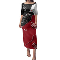 Personalized Raven Billiards Family Matching Puletasi and Hawaiian Shirt with Dark Cemetery Scene and Red Eye Crow Artwork - Wonder Print Shop