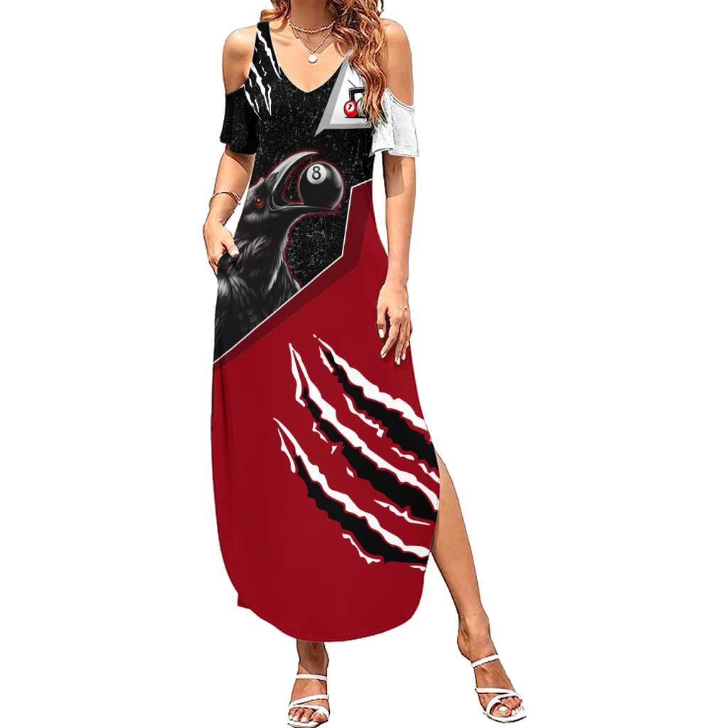 Personalized Raven Billiards Family Matching Summer Maxi Dress and Hawaiian Shirt with Dark Cemetery Scene and Red Eye Crow Artwork - Wonder Print Shop