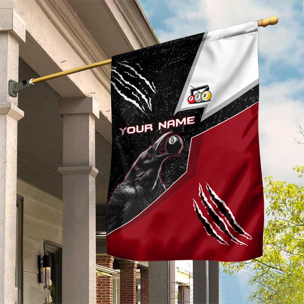 Personalized Raven Billiards Garden Flag with Dark Cemetery Scene and Red Eye Crow Artwork - Wonder Print Shop