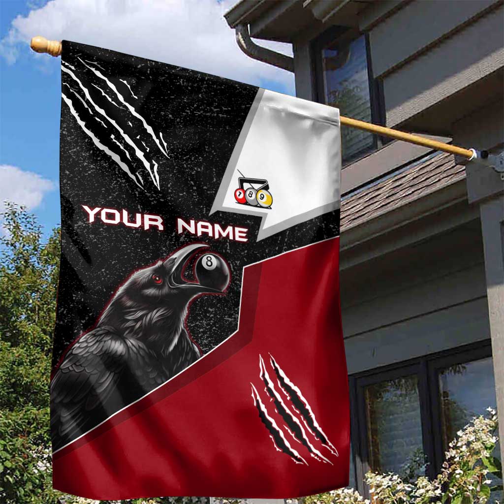 Personalized Raven Billiards Garden Flag with Dark Cemetery Scene and Red Eye Crow Artwork - Wonder Print Shop