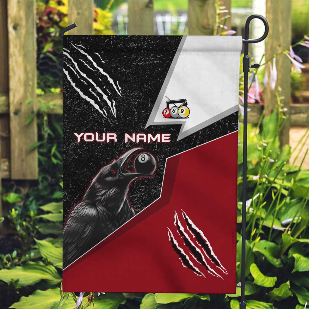 Personalized Raven Billiards Garden Flag with Dark Cemetery Scene and Red Eye Crow Artwork - Wonder Print Shop