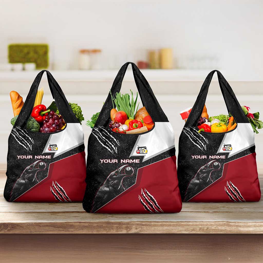 Personalized Raven Billiards Grocery Bag with Dark Cemetery Scene and Red Eye Crow Artwork - Wonder Print Shop