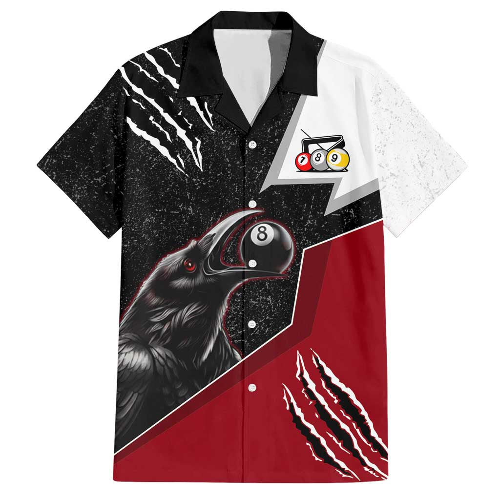Personalized Raven Billiards Hawaiian Shirt with Dark Cemetery Scene and Red Eye Crow Artwork - Wonder Print Shop