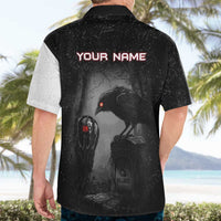 Personalized Raven Billiards Hawaiian Shirt with Dark Cemetery Scene and Red Eye Crow Artwork - Wonder Print Shop