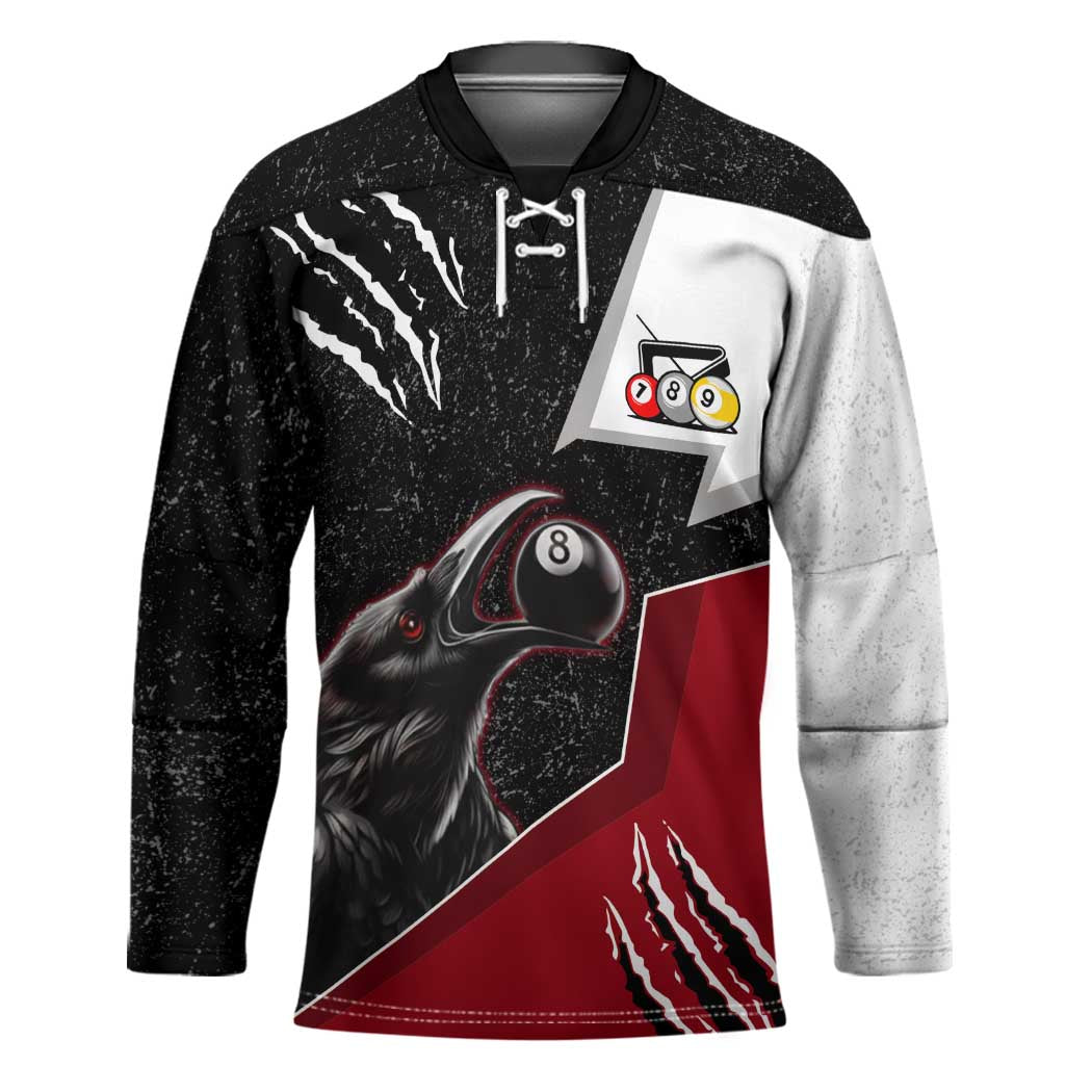 Personalized Raven Billiards Hockey Jersey with Dark Cemetery Scene and Red Eye Crow Artwork - Wonder Print Shop