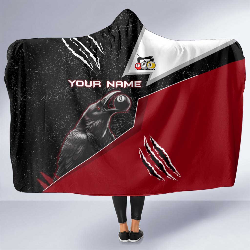 Personalized Raven Billiards Hooded Blanket with Dark Cemetery Scene and Red Eye Crow Artwork - Wonder Print Shop