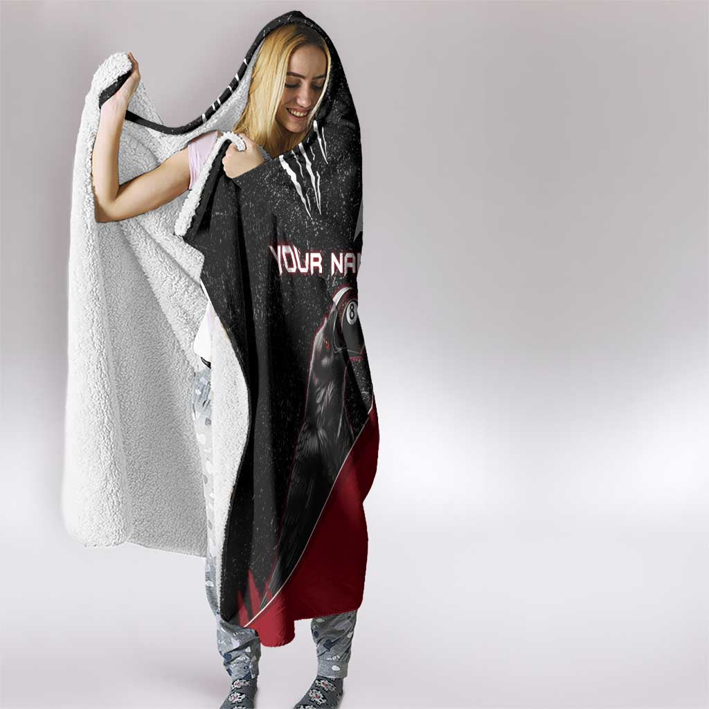 Personalized Raven Billiards Hooded Blanket with Dark Cemetery Scene and Red Eye Crow Artwork - Wonder Print Shop