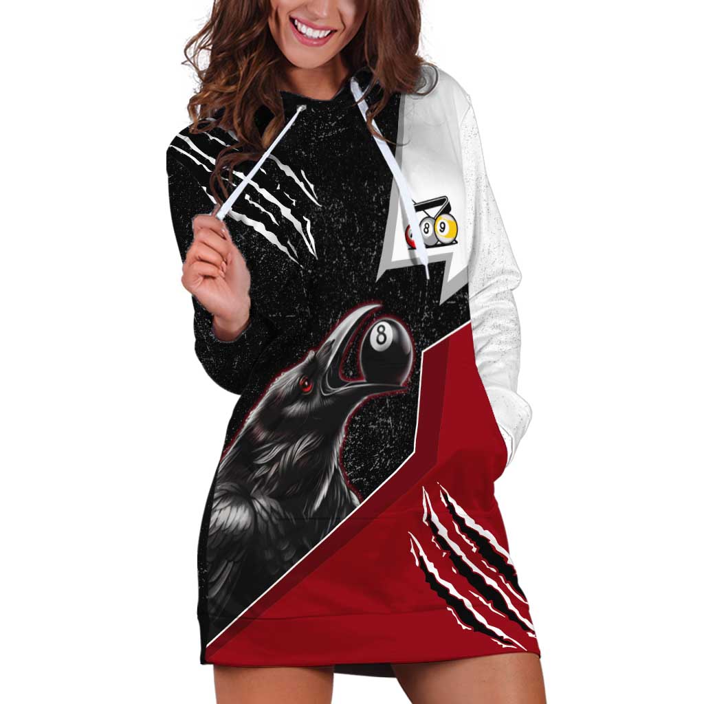 Personalized Raven Billiards Hoodie Dress with Dark Cemetery Scene and Red Eye Crow Artwork - Wonder Print Shop