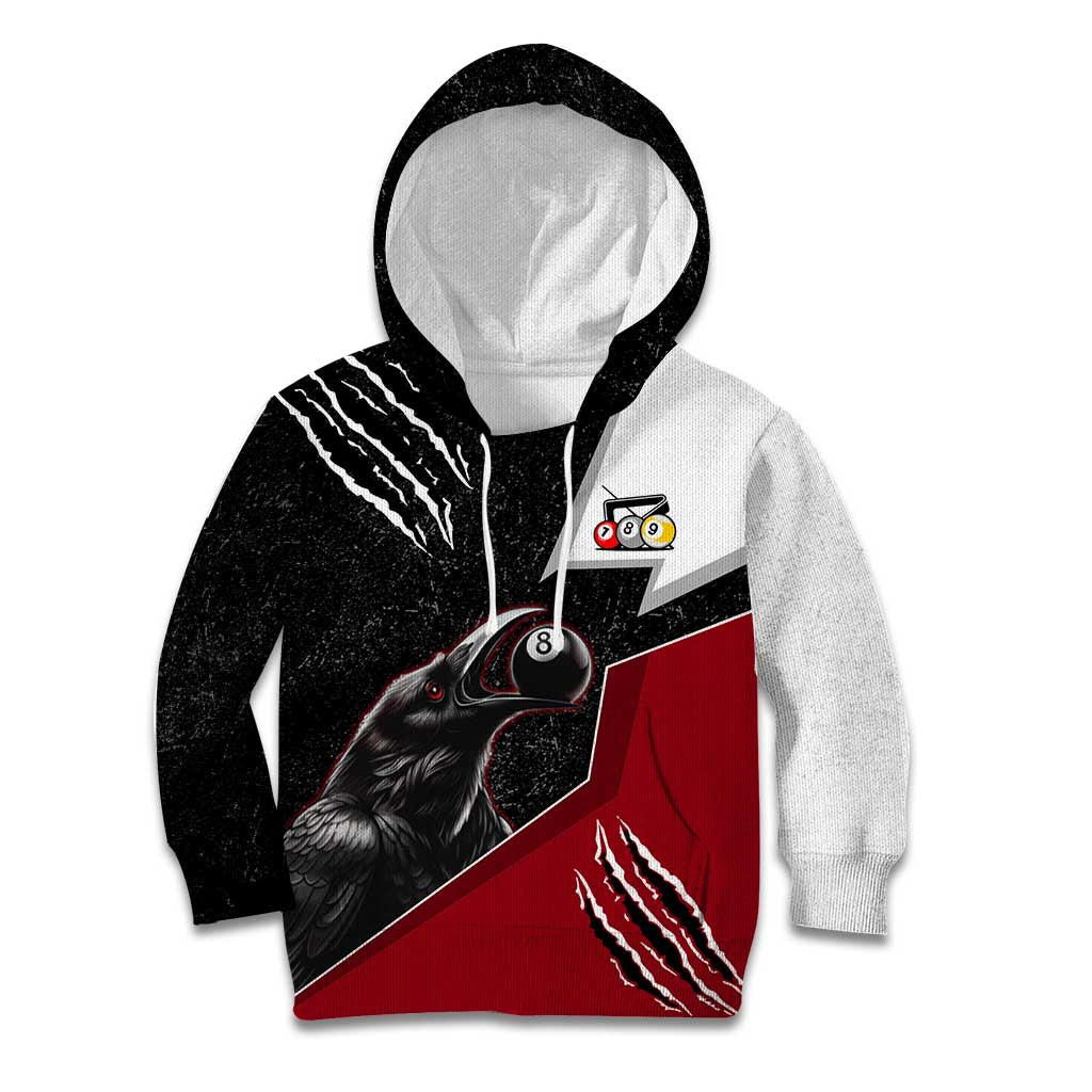 Personalized Raven Billiards Kid Hoodie with Dark Cemetery Scene and Red Eye Crow Artwork - Wonder Print Shop