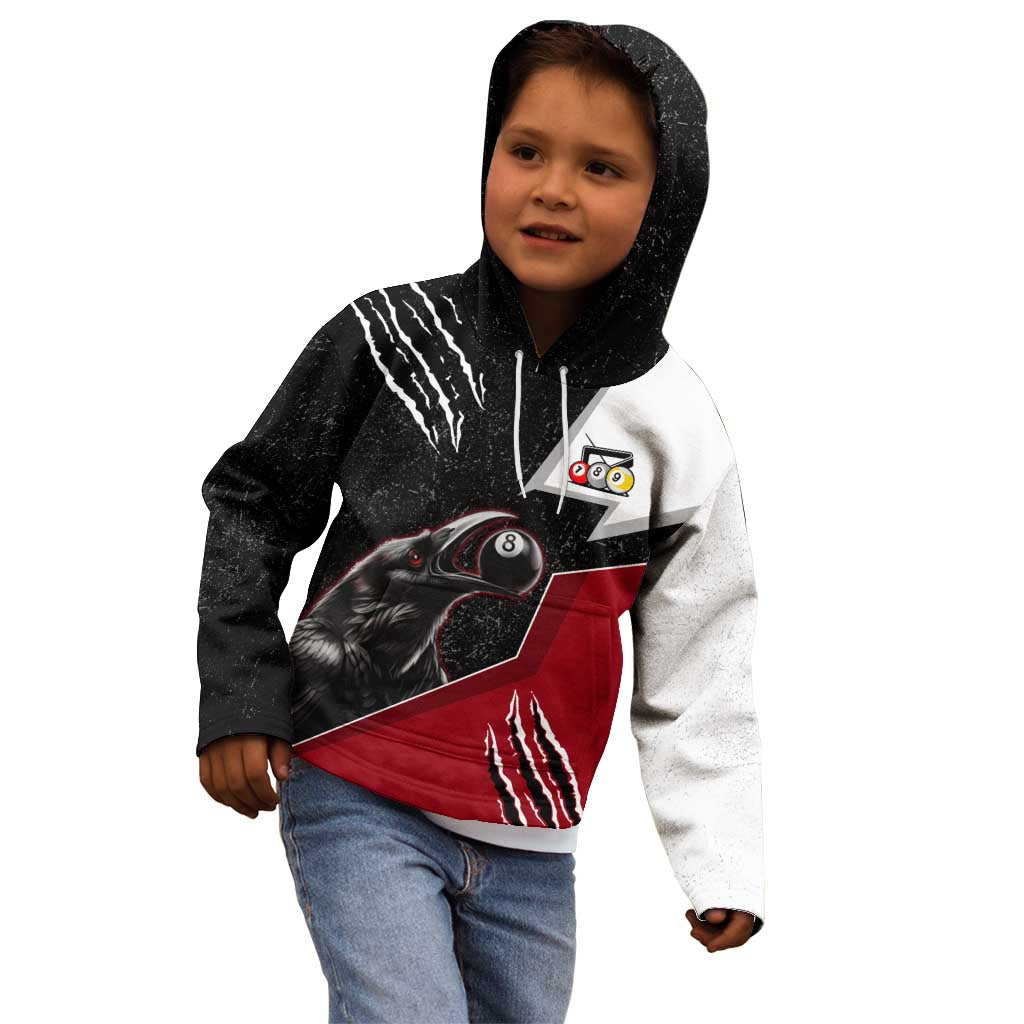 Personalized Raven Billiards Kid Hoodie with Dark Cemetery Scene and Red Eye Crow Artwork - Wonder Print Shop