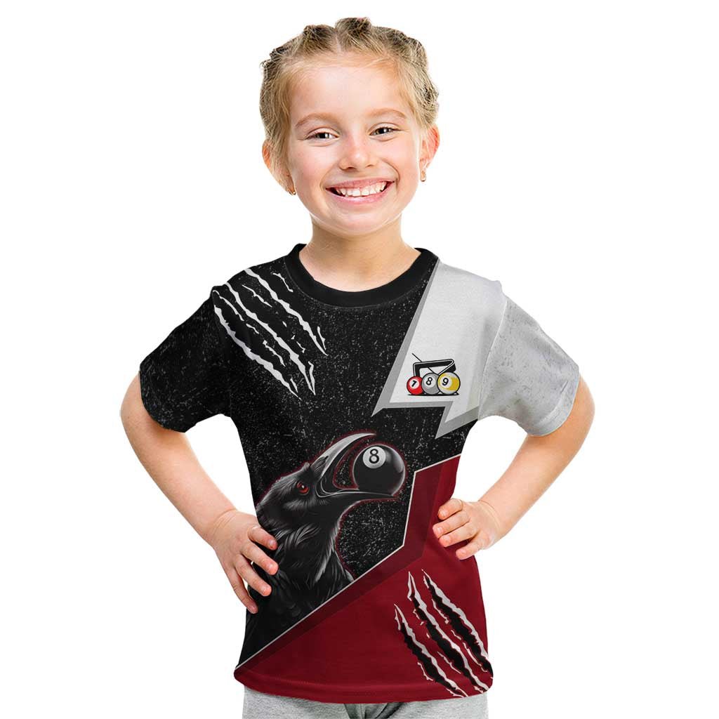 Personalized Raven Billiards Kid T Shirt with Dark Cemetery Scene and Red Eye Crow Artwork - Wonder Print Shop
