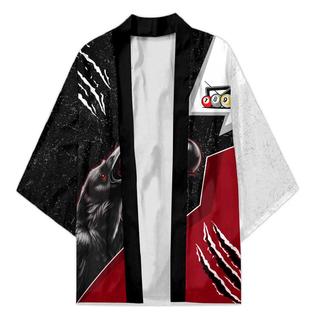 Personalized Raven Billiards Kimono with Dark Cemetery Scene and Red Eye Crow Artwork - Wonder Print Shop