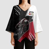 Personalized Raven Billiards Kimono Sleeve Blouse with Dark Cemetery Scene and Red Eye Crow Artwork - Wonder Print Shop