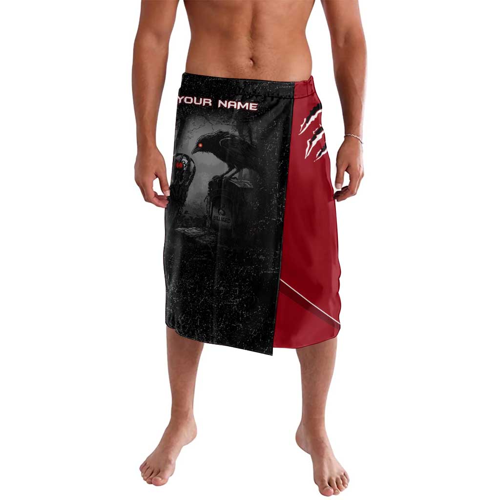 Personalized Raven Billiards Lavalava with Dark Cemetery Scene and Red Eye Crow Artwork - Wonder Print Shop
