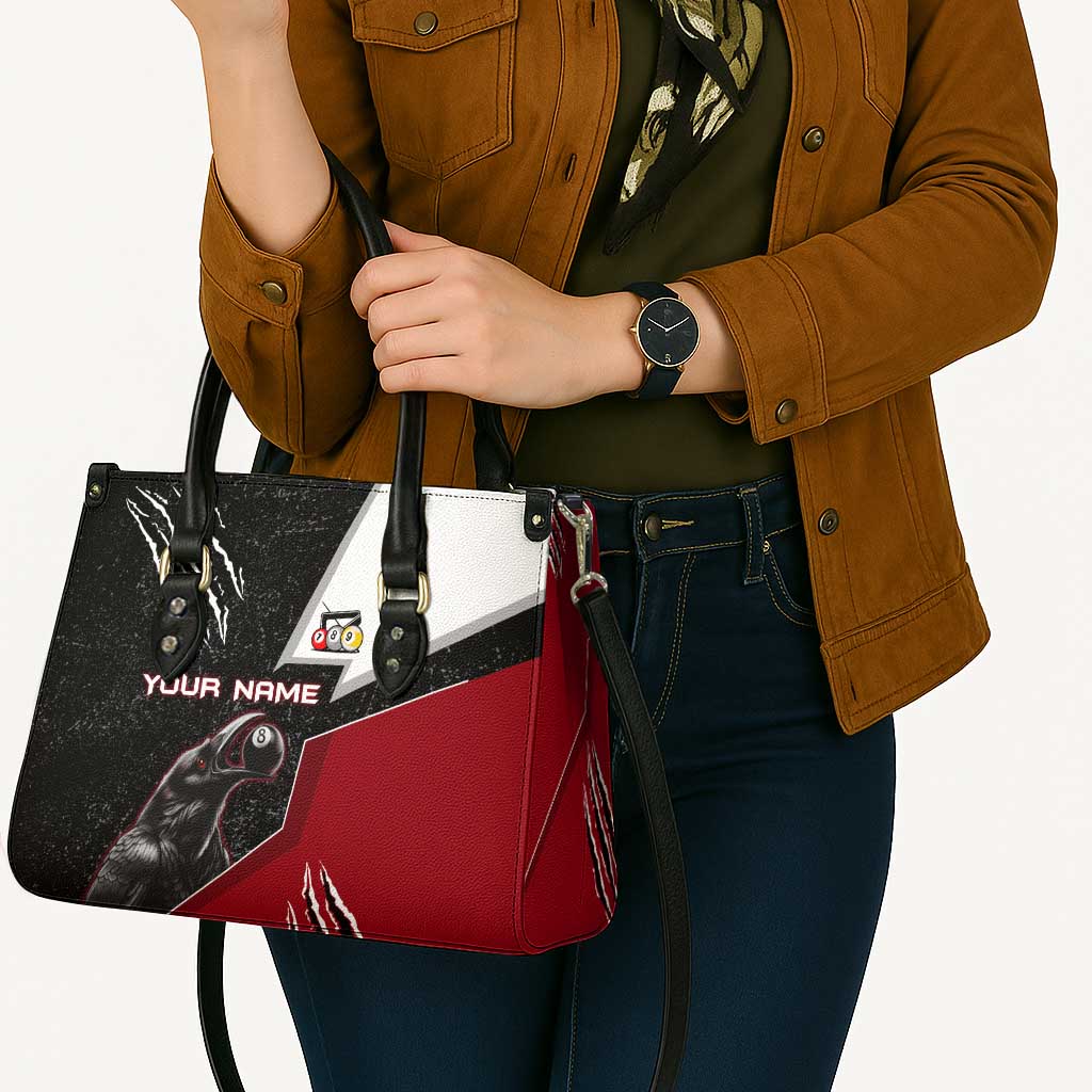 Personalized Raven Billiards Leather Bag with Dark Cemetery Scene and Red Eye Crow Artwork - Wonder Print Shop