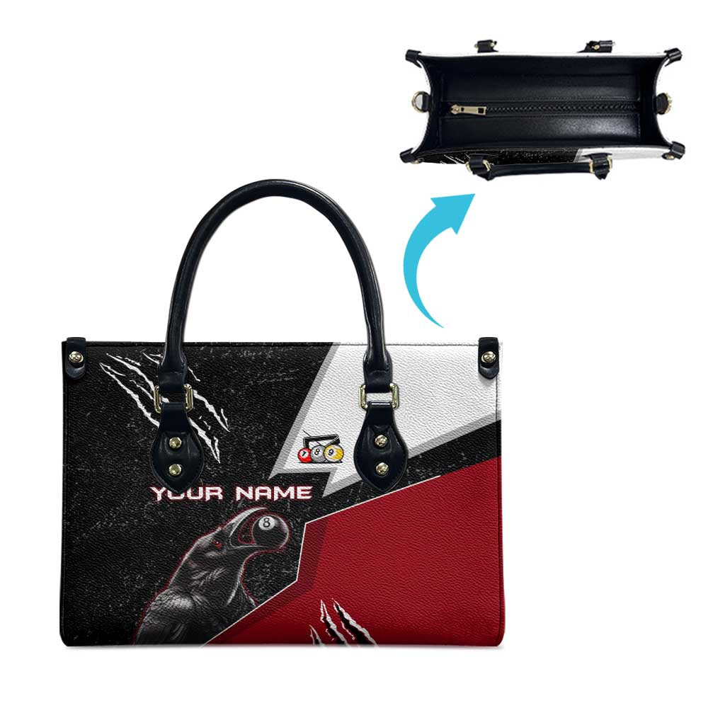 Personalized Raven Billiards Leather Bag with Dark Cemetery Scene and Red Eye Crow Artwork - Wonder Print Shop