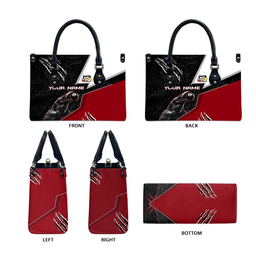 Personalized Raven Billiards Leather Bag with Dark Cemetery Scene and Red Eye Crow Artwork - Wonder Print Shop