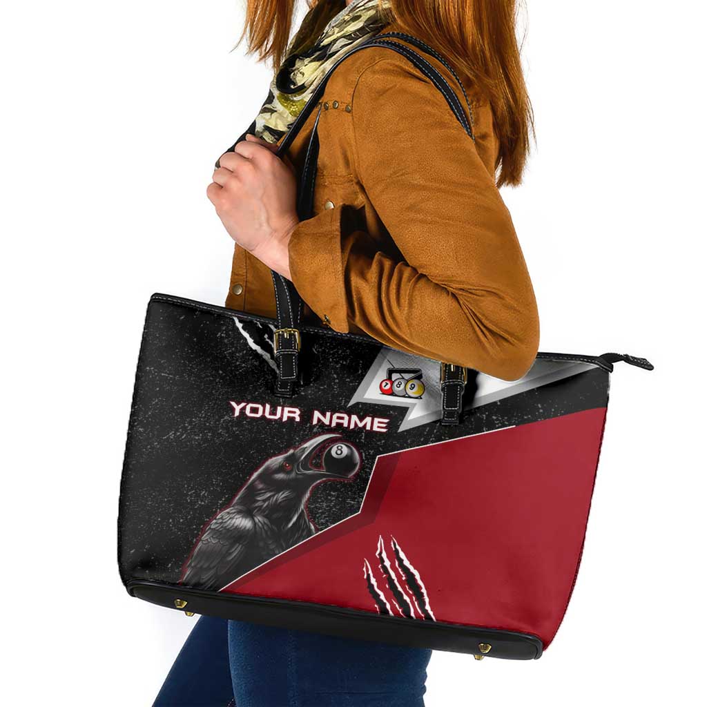 Personalized Raven Billiards Leather Tote Bag with Dark Cemetery Scene and Red Eye Crow Artwork - Wonder Print Shop