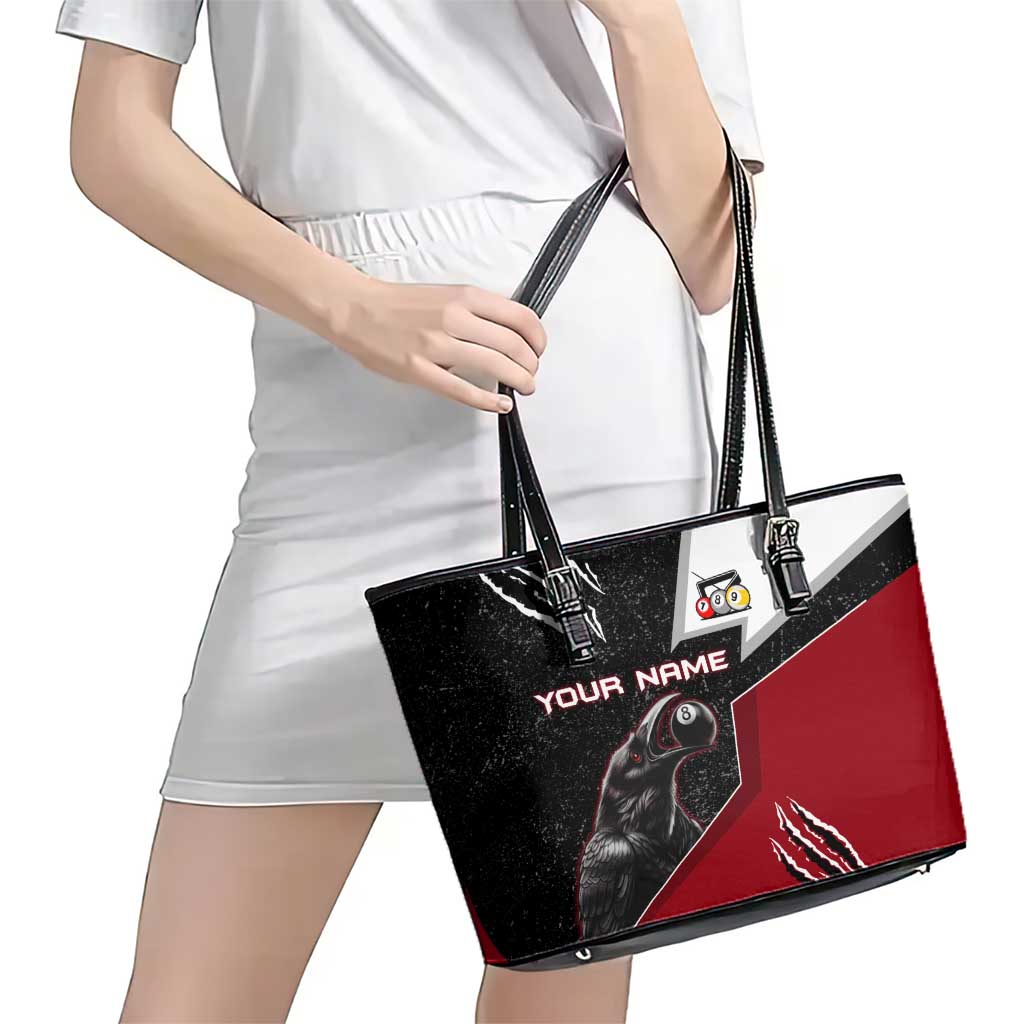 Personalized Raven Billiards Leather Tote Bag with Dark Cemetery Scene and Red Eye Crow Artwork - Wonder Print Shop