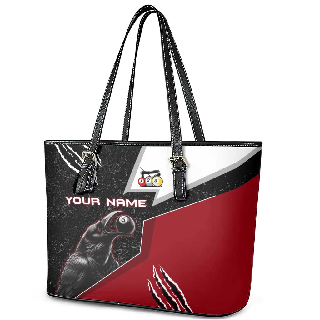 Personalized Raven Billiards Leather Tote Bag with Dark Cemetery Scene and Red Eye Crow Artwork - Wonder Print Shop