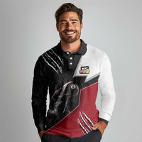 Personalized Raven Billiards Long Sleeve Polo Shirt with Dark Cemetery Scene and Red Eye Crow Artwork - Wonder Print Shop