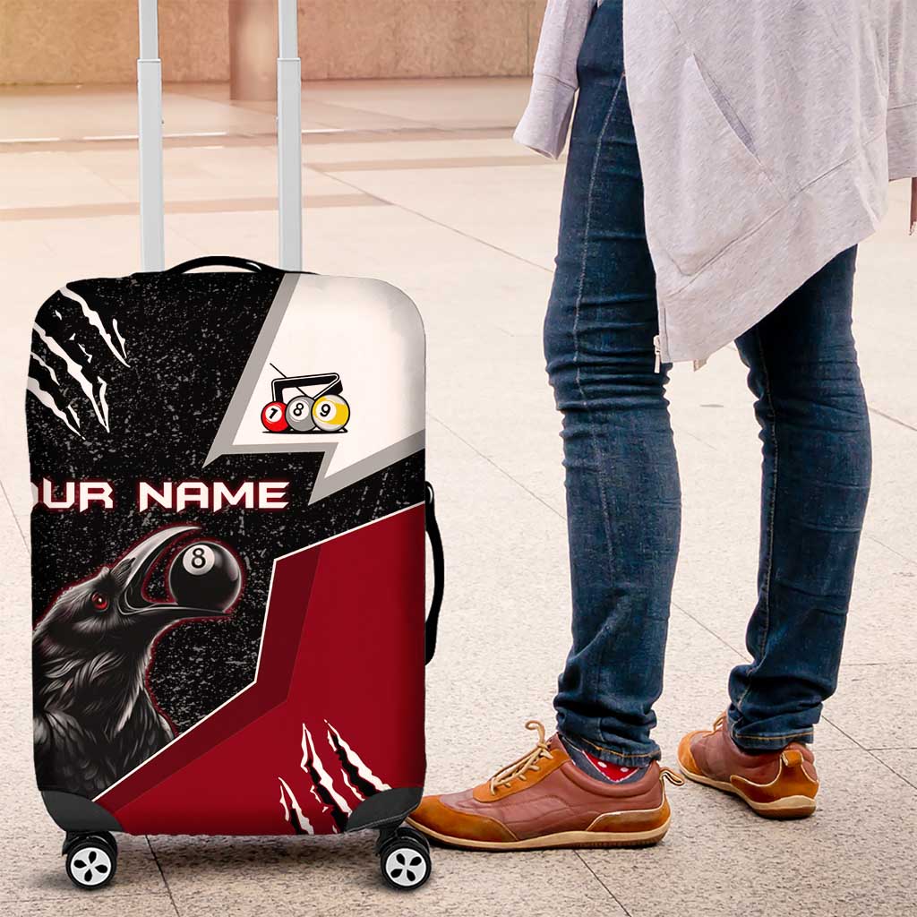 Personalized Raven Billiards Luggage Cover with Dark Cemetery Scene and Red Eye Crow Artwork - Wonder Print Shop
