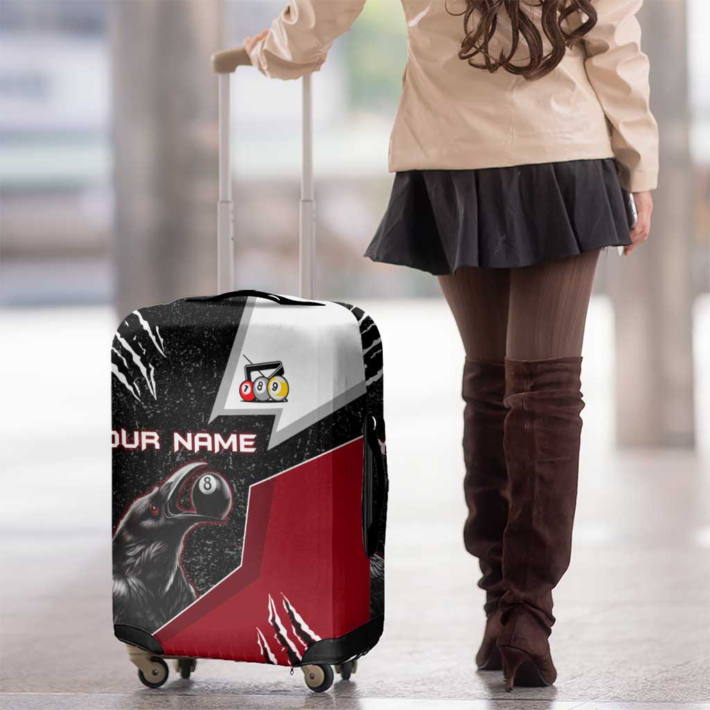 Personalized Raven Billiards Luggage Cover with Dark Cemetery Scene and Red Eye Crow Artwork - Wonder Print Shop
