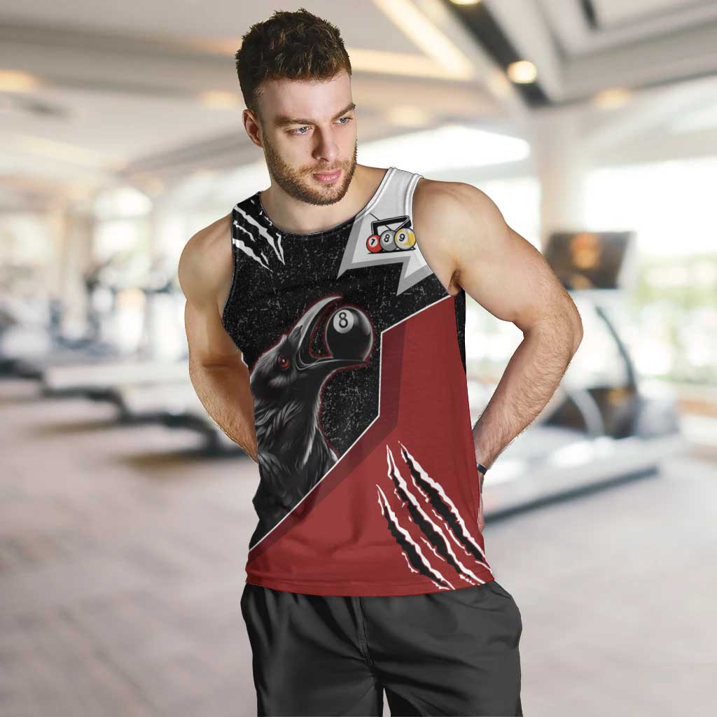 Personalized Raven Billiards Men Tank Top with Dark Cemetery Scene and Red Eye Crow Artwork - Wonder Print Shop