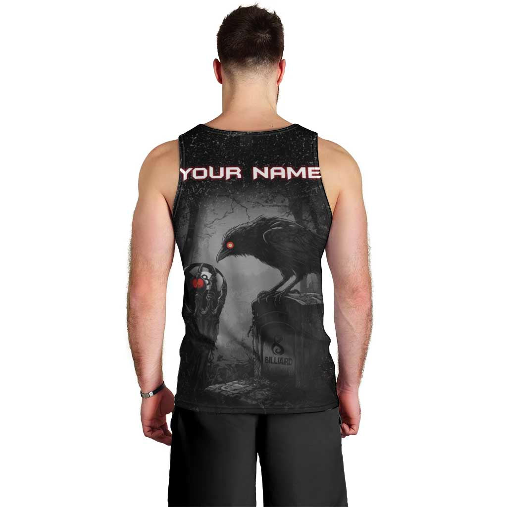 Personalized Raven Billiards Men Tank Top with Dark Cemetery Scene and Red Eye Crow Artwork - Wonder Print Shop