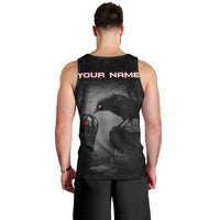 Personalized Raven Billiards Men Tank Top with Dark Cemetery Scene and Red Eye Crow Artwork - Wonder Print Shop