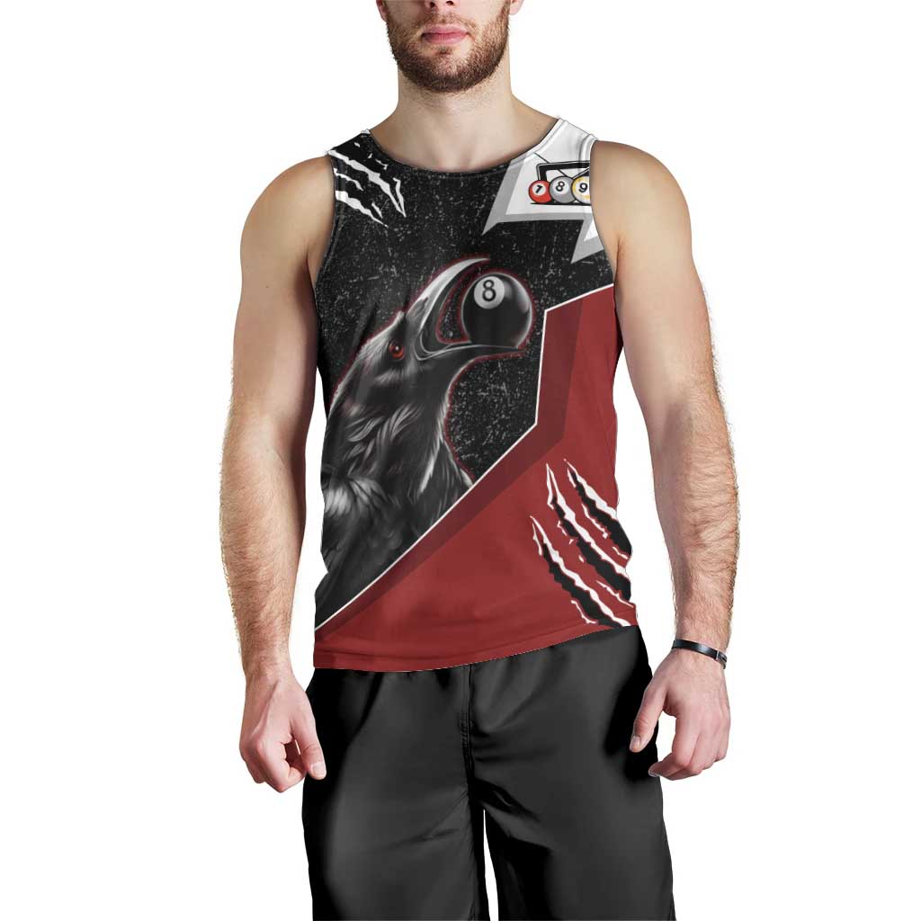 Personalized Raven Billiards Men Tank Top with Dark Cemetery Scene and Red Eye Crow Artwork - Wonder Print Shop
