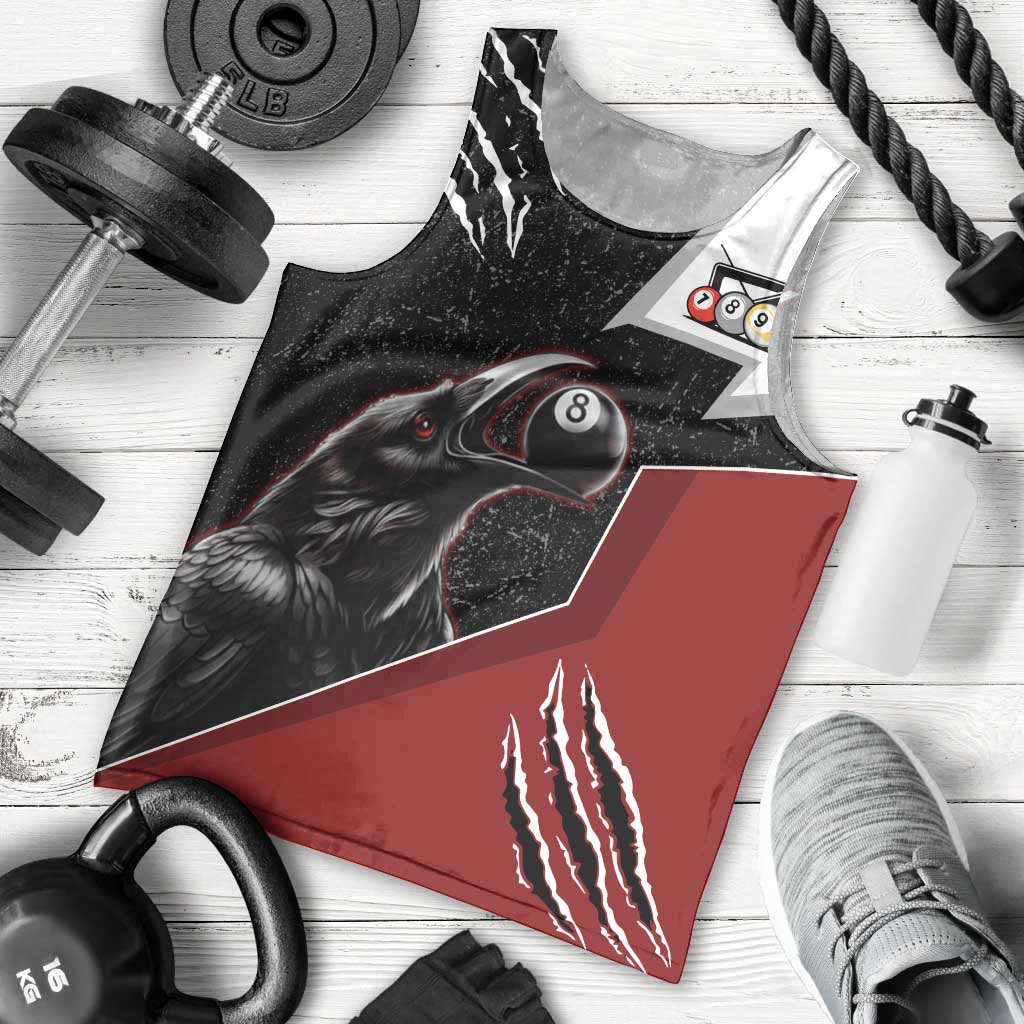 Personalized Raven Billiards Men Tank Top with Dark Cemetery Scene and Red Eye Crow Artwork - Wonder Print Shop