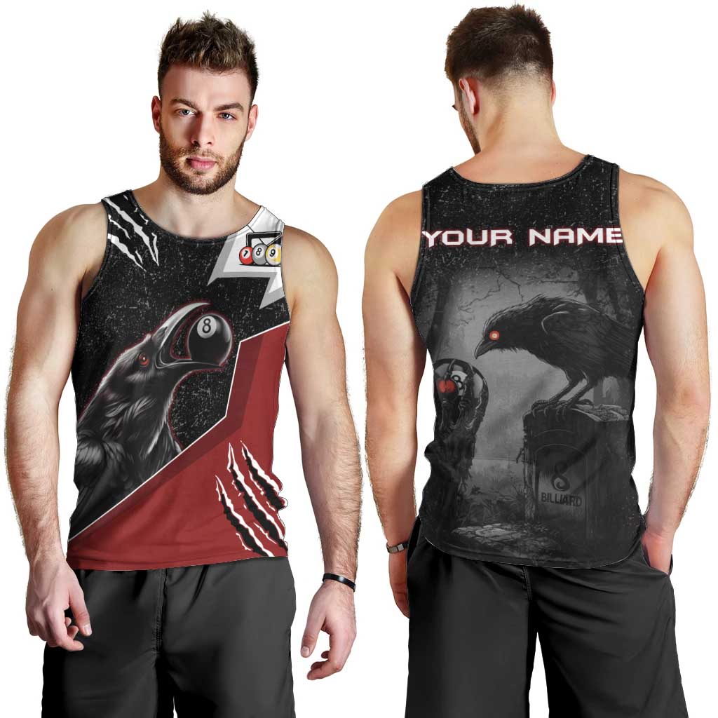 Personalized Raven Billiards Men Tank Top with Dark Cemetery Scene and Red Eye Crow Artwork - Wonder Print Shop
