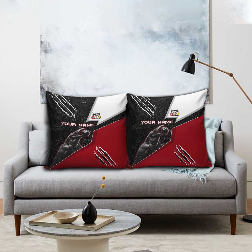 Personalized Raven Billiards Pillow Cover with Dark Cemetery Scene and Red Eye Crow Artwork - Wonder Print Shop