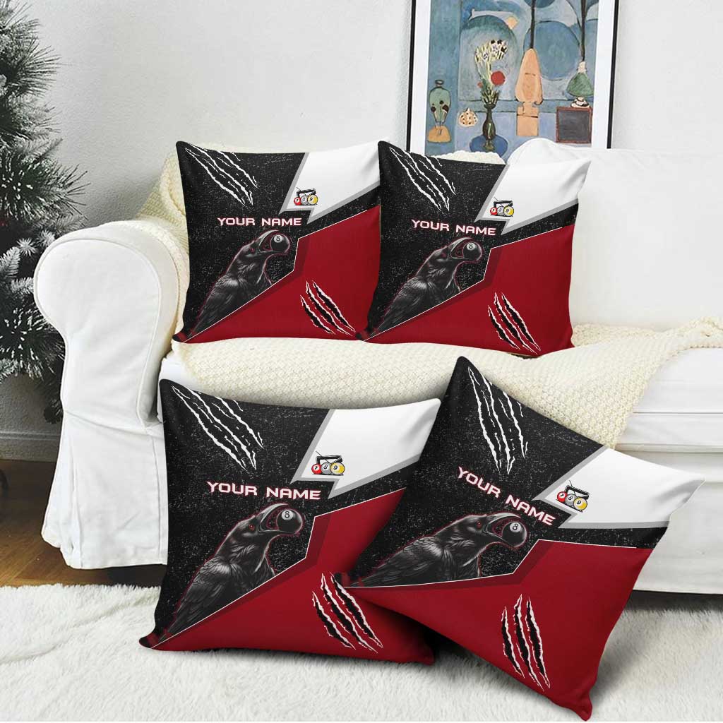 Personalized Raven Billiards Pillow Cover with Dark Cemetery Scene and Red Eye Crow Artwork - Wonder Print Shop