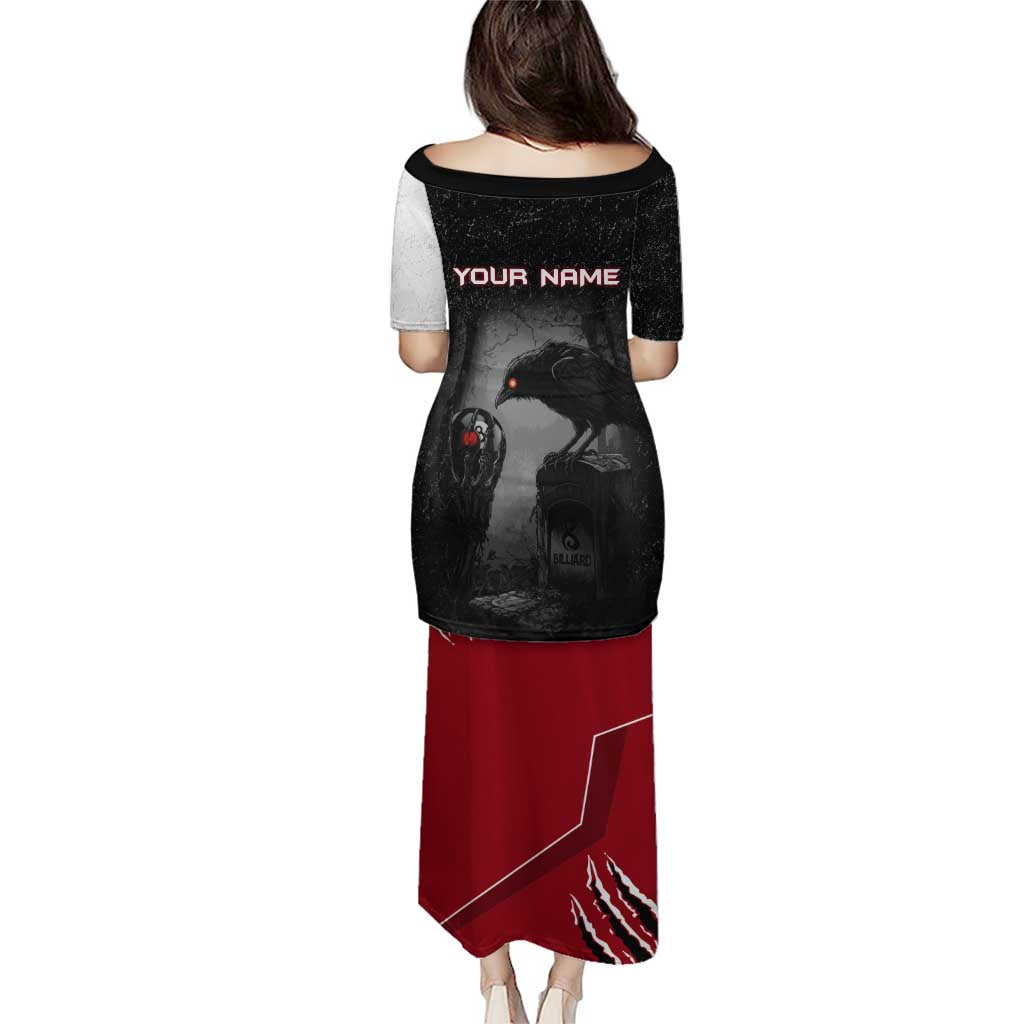 Personalized Raven Billiards Puletasi with Dark Cemetery Scene and Red Eye Crow Artwork - Wonder Print Shop