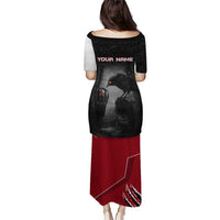 Personalized Raven Billiards Puletasi with Dark Cemetery Scene and Red Eye Crow Artwork - Wonder Print Shop