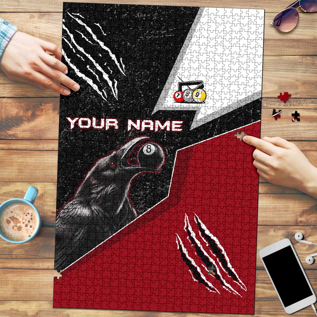 Personalized Raven Billiards Puzzle with Dark Cemetery Scene and Red Eye Crow Artwork - Wonder Print Shop