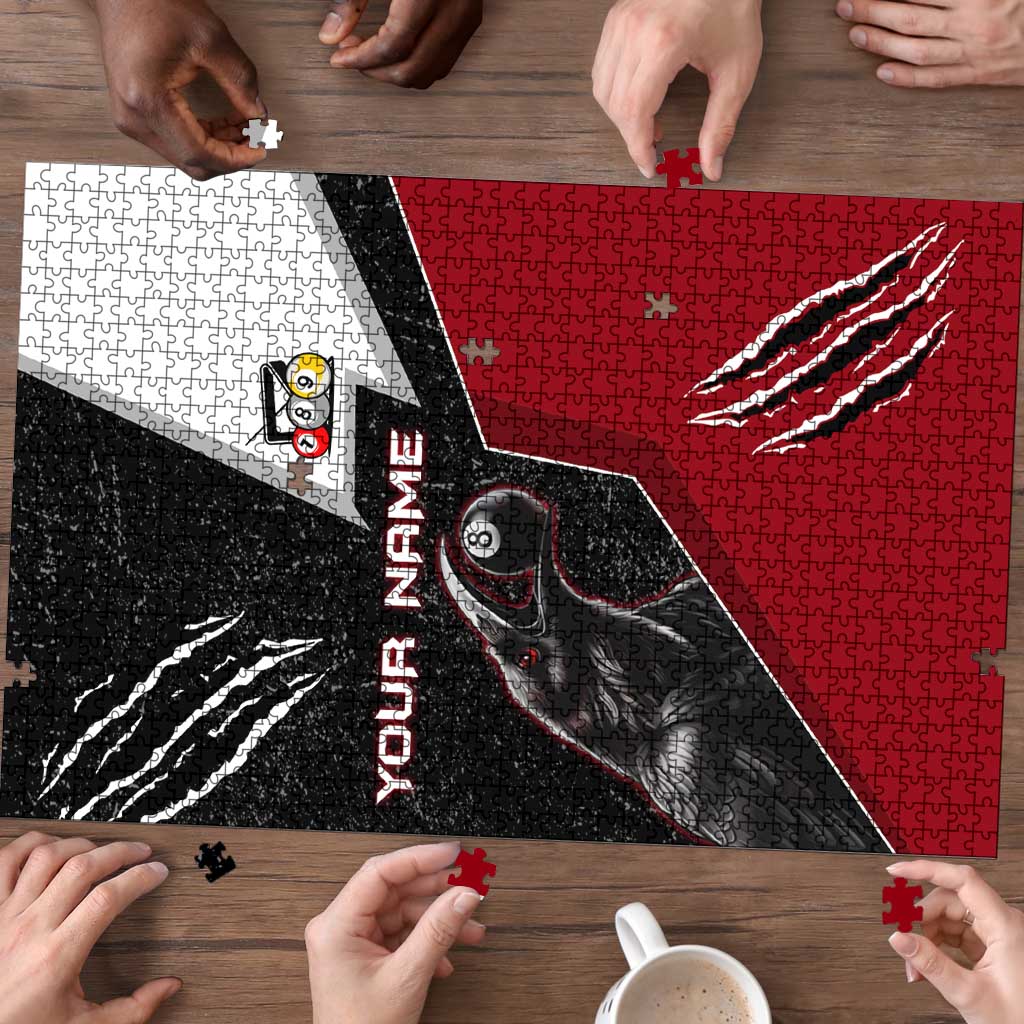 Personalized Raven Billiards Puzzle with Dark Cemetery Scene and Red Eye Crow Artwork - Wonder Print Shop