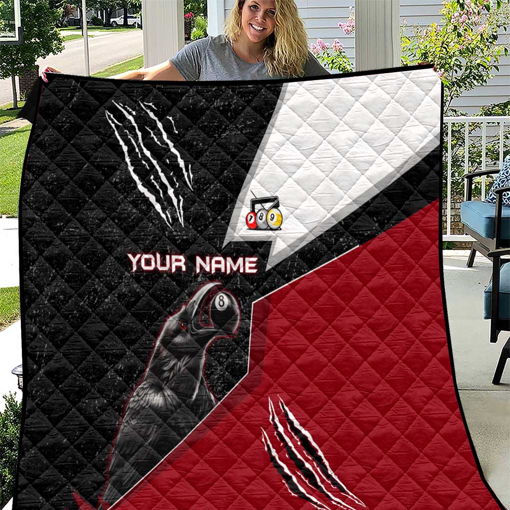 Personalized Raven Billiards Quilt with Dark Cemetery Scene and Red Eye Crow Artwork - Wonder Print Shop