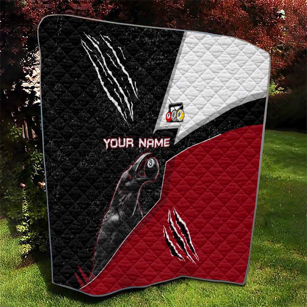 Personalized Raven Billiards Quilt with Dark Cemetery Scene and Red Eye Crow Artwork - Wonder Print Shop