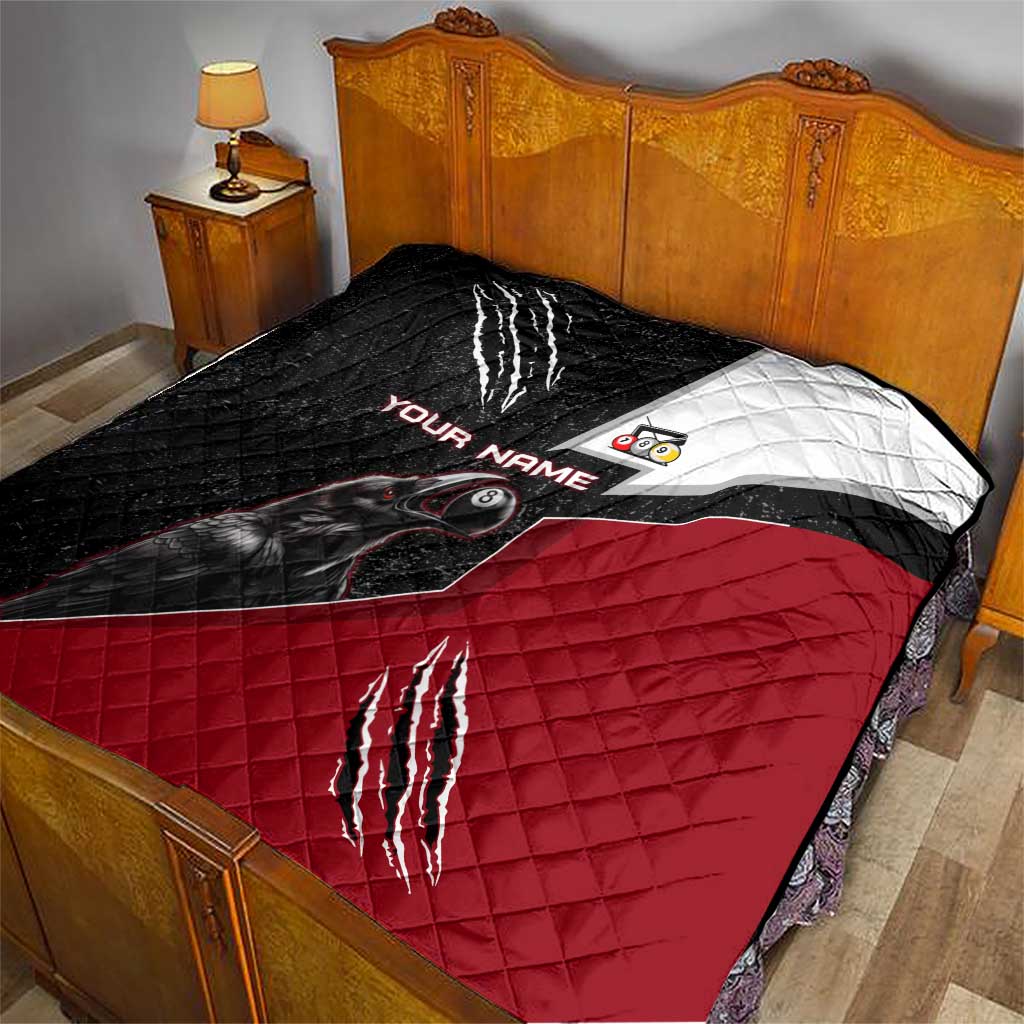 Personalized Raven Billiards Quilt with Dark Cemetery Scene and Red Eye Crow Artwork - Wonder Print Shop