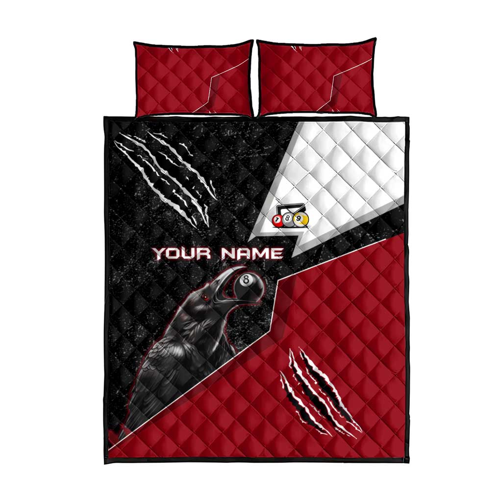 Personalized Raven Billiards Quilt Bed Set with Dark Cemetery Scene and Red Eye Crow Artwork - Wonder Print Shop