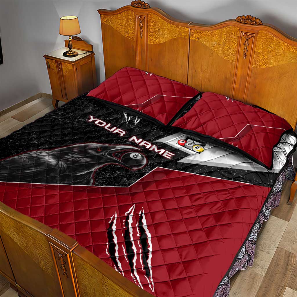 Personalized Raven Billiards Quilt Bed Set with Dark Cemetery Scene and Red Eye Crow Artwork - Wonder Print Shop